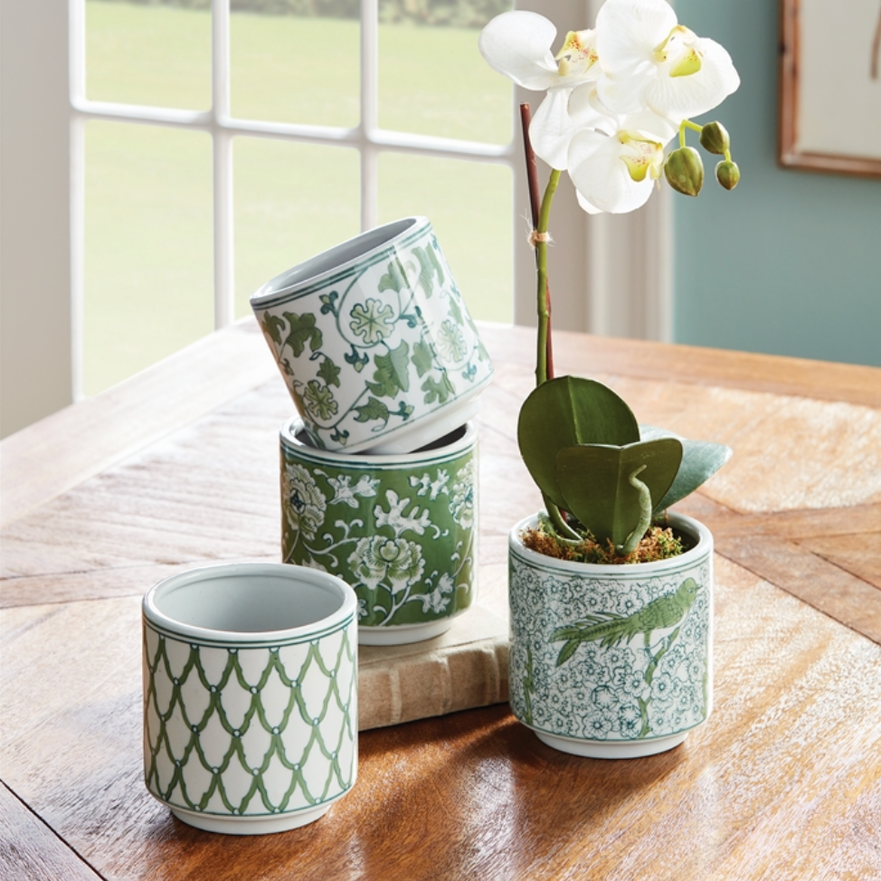 chinoiserie pot planter Sea Green Chinoiserie Petite Planters