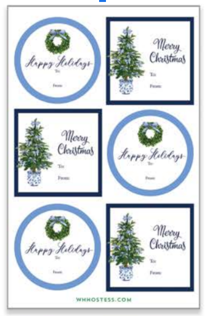 Blue Christmas Gift Stickers