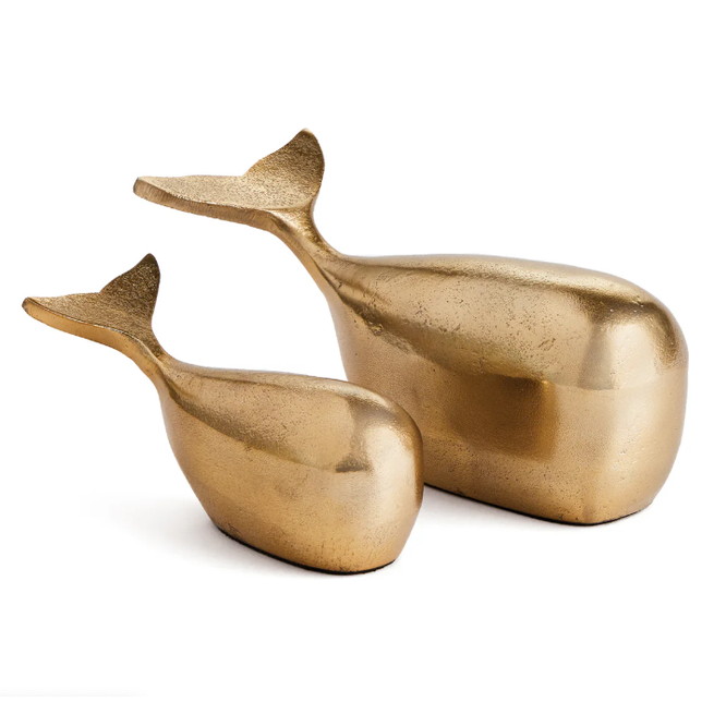 Brass Whale Sculptures - Set of 2
