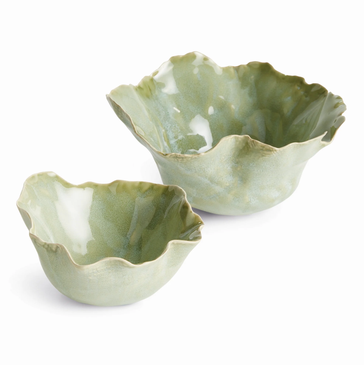 Seafoam Wavy Decorative Bowl - Set of 2