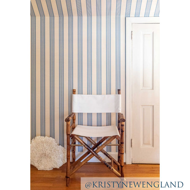 Emmy Stripe Chambray Grasscloth Wallcovering