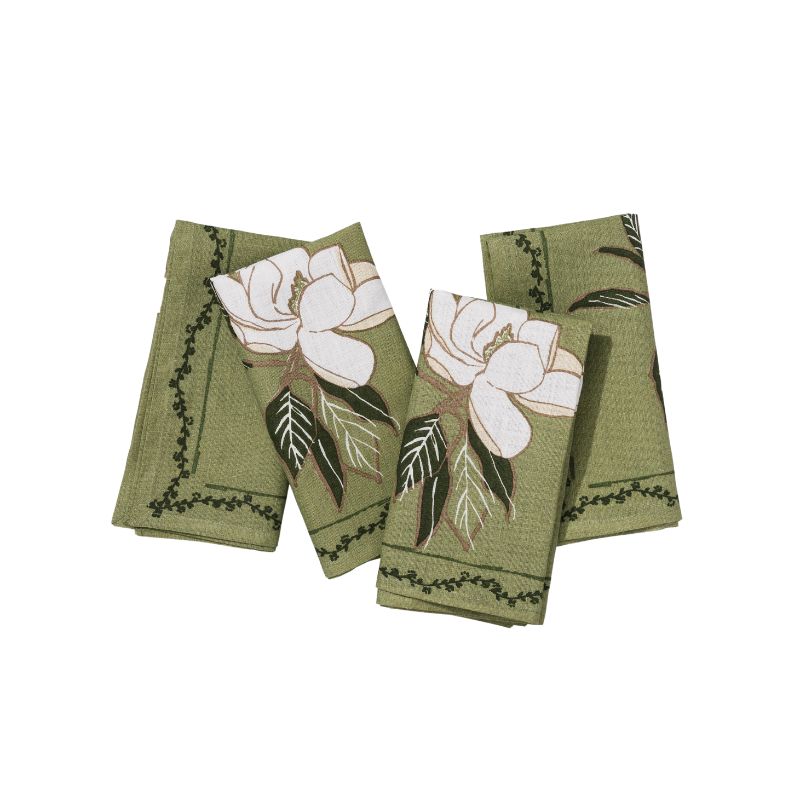 Magnolia Blossom Napkin Set - Forest