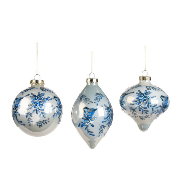 Blue Songbird Ornament - Set of 3
