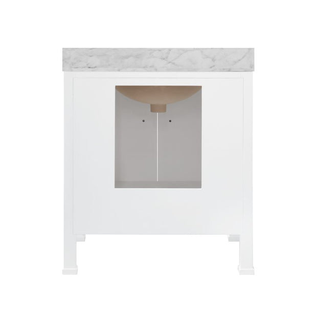 Horizon 30.5" Single Bathroom Vanity with Cararra Marble Top - White