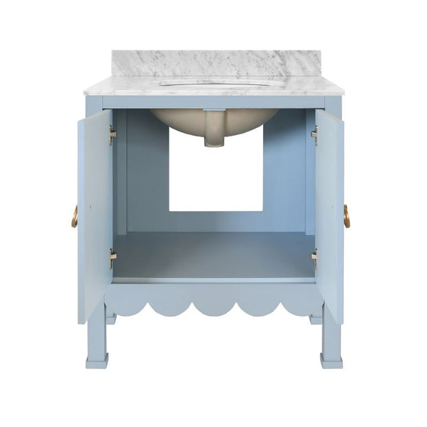 Horizon 30.5" Single Bathroom Vanity with Cararra Marble Top - Blue