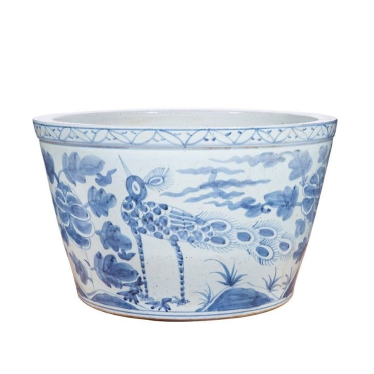 Antiqued Blue Peacock Basin Planter