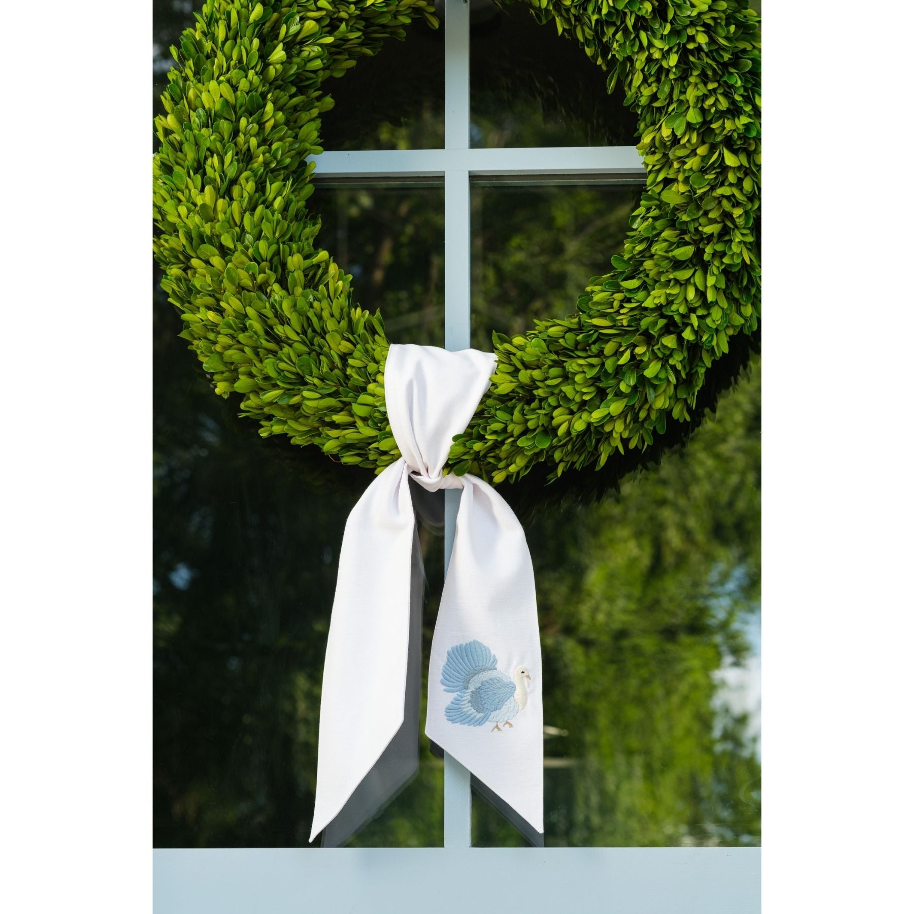 Embroidered Blue Turkey Wreath Sash