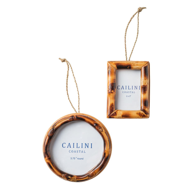 Bamboo Photo Frame Ornament - Set of 2