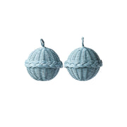 Braided Rattan Ornaments - Blue