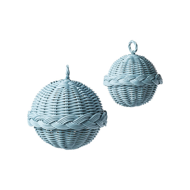 Braided Rattan Ornaments - Blue