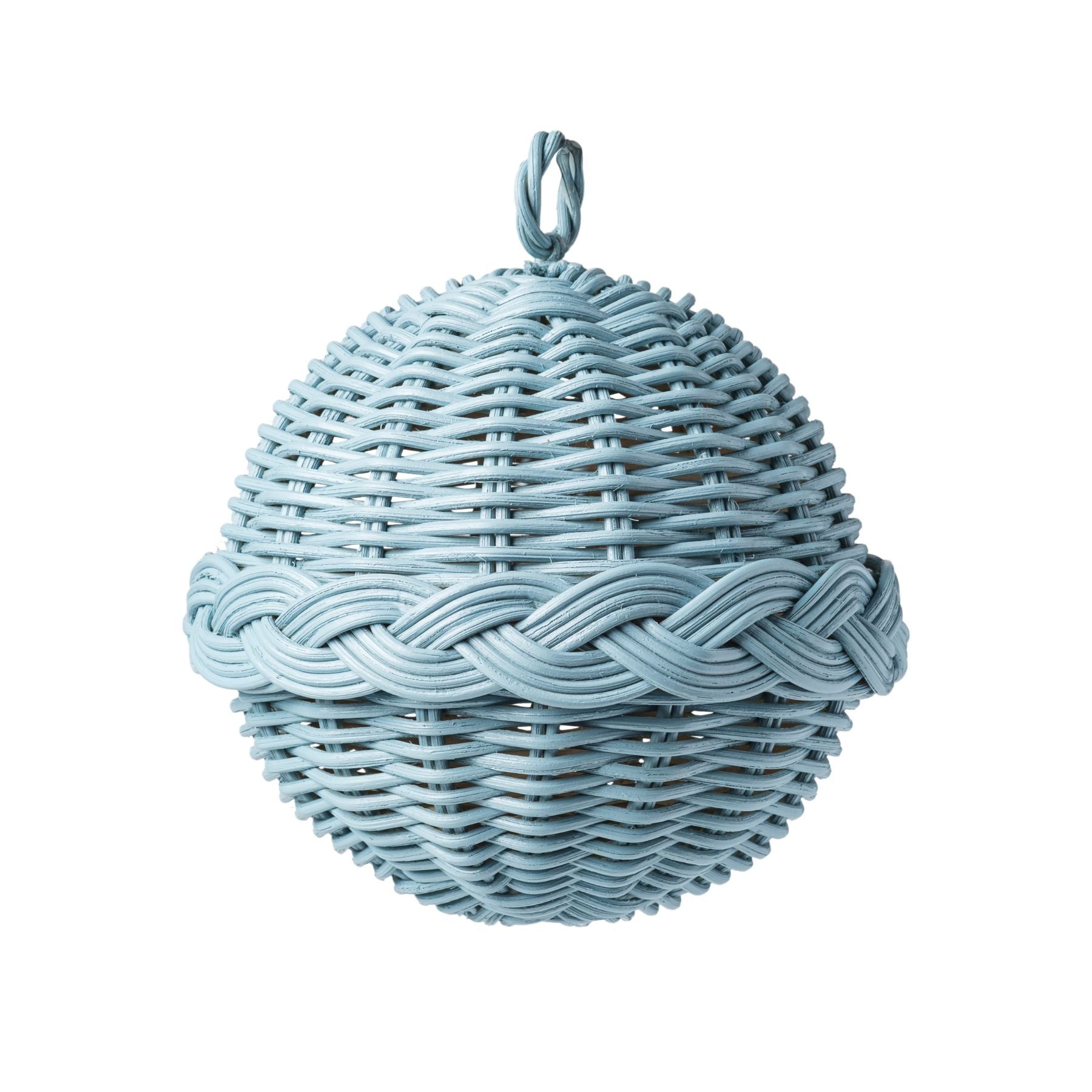 Braided Rattan Ornament Blue - Set of 2