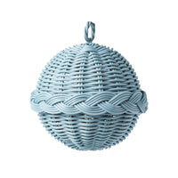 Braided Rattan Ornament Blue - Set of 2