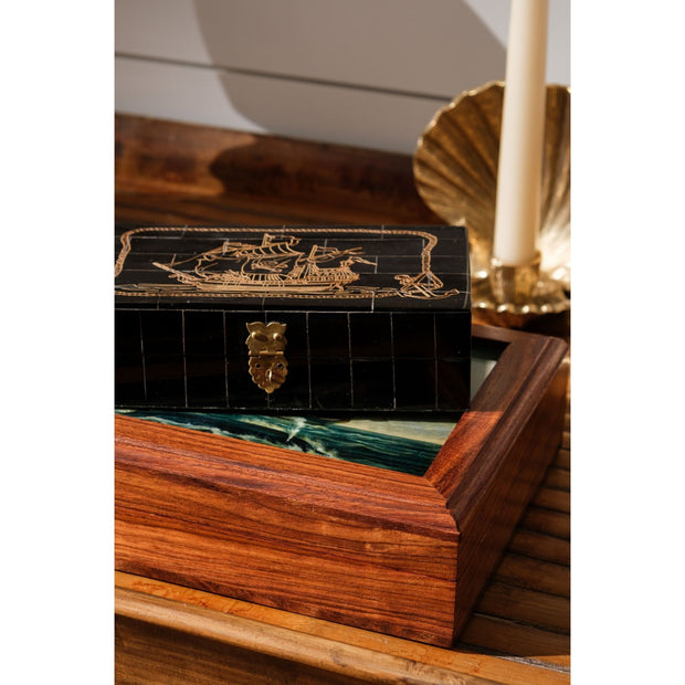 Skrimshaw Pirate Ship Decorative Box