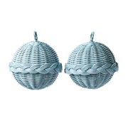 Braided Rattan Ornaments - Blue