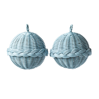 Braided Rattan Ornaments - Blue