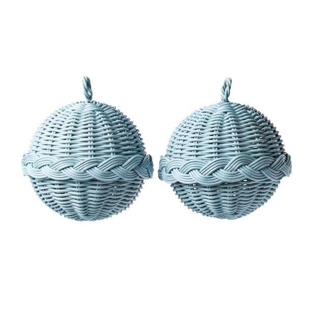 Braided Rattan Ornaments - Blue