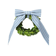 Preserved Boxwood Wreath with Classic Stripe Ribbon
