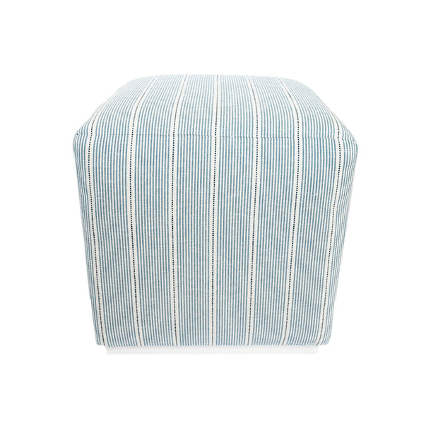 Audrey Accent Ottoman in Sailor Stripe Blue