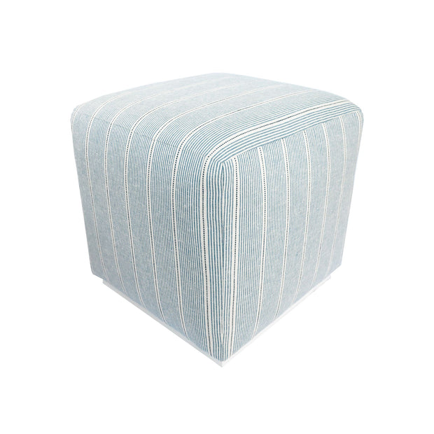 Audrey Accent Ottoman in Sailor Stripe Blue