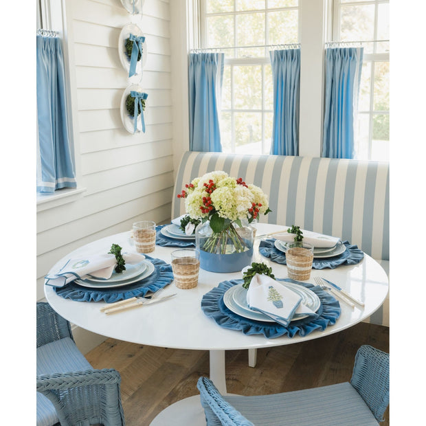 Cailíní Coastal Blue Velvet Ruffle Placemat - Set of 2