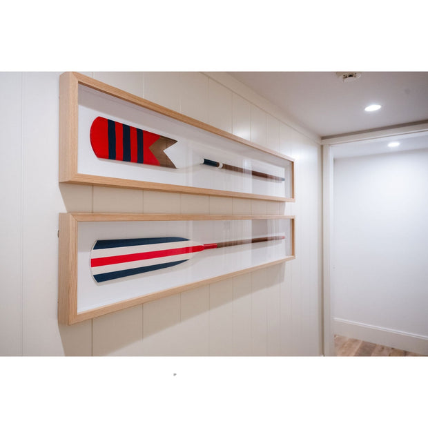 Patriotic Oar Framed Art - Maple Frame