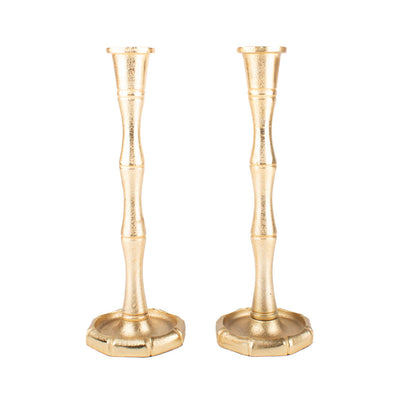 Gold Bamboo Taper Holder - Set of 2