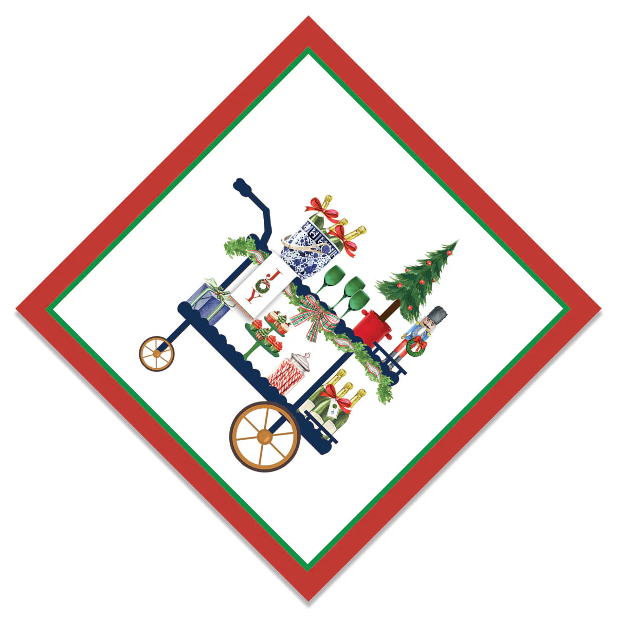 Christmas Bar Cart Paper Cocktail Napkins - Set of 2