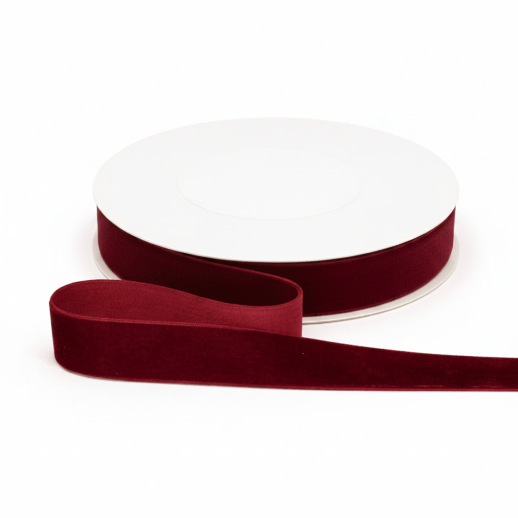 Classic Christmas Velvet Ribbon - Burgundy