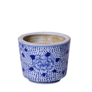 Antiqued Floral Dot Cachepot