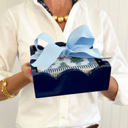 Navy Scallop Lacquered Cocktail Napkin Holder