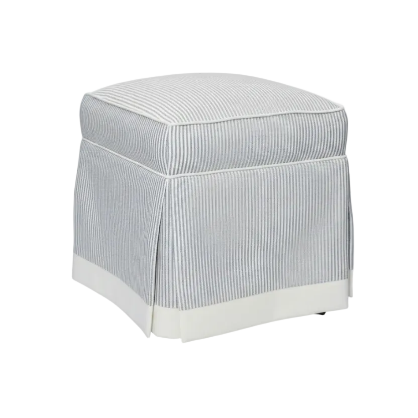 Poppy Ottoman - Maritime Stripe by Cailini Coastal