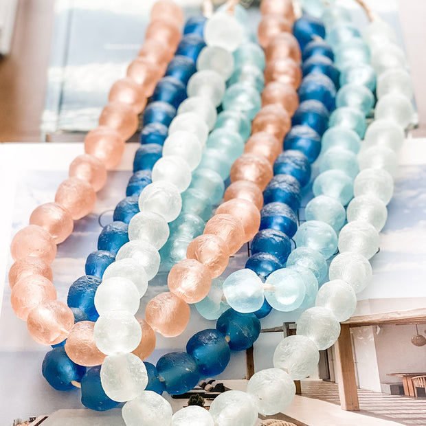 Vintage Sea Glass Beads in Indigo Blue