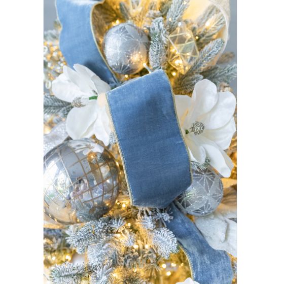 Blue Christmas Velvet Ribbon