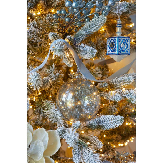 Dusty Blue Mercury Glass Ornament - Set of 6