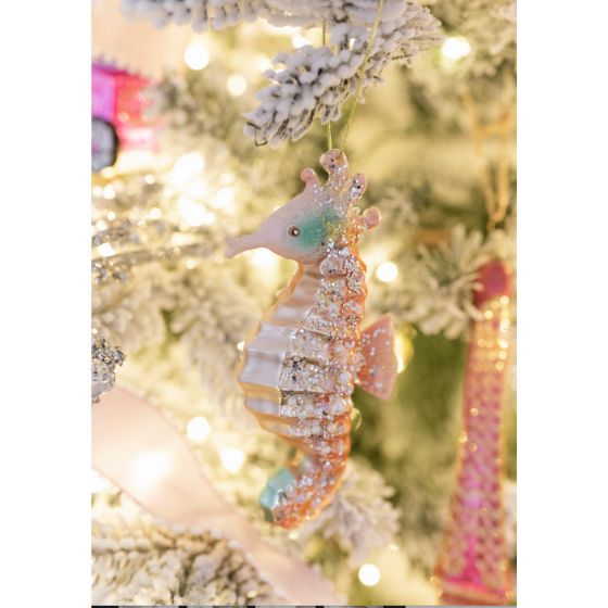 Jeweled Seahorse Ornament - Pink