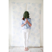 Monstera Blue Wallpaper Swatch by Victoria Larson for Cailini Coastal