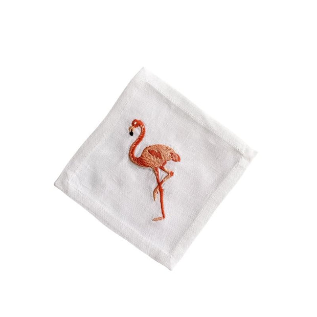 Flamingo Linen Coaster Set