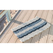 Nautical Rope Doormat - Fog Gray with Double Navy & Glacial Bay Stripes