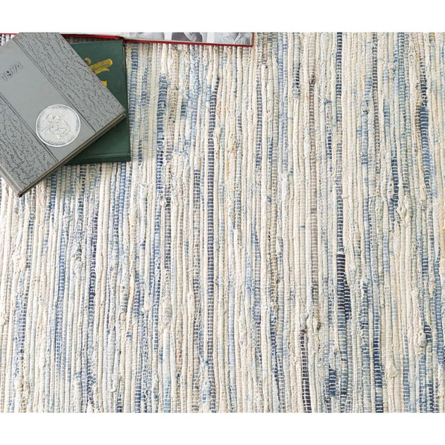 Denim Rag Stripe Woven Cotton Rug – Cailini Coastal