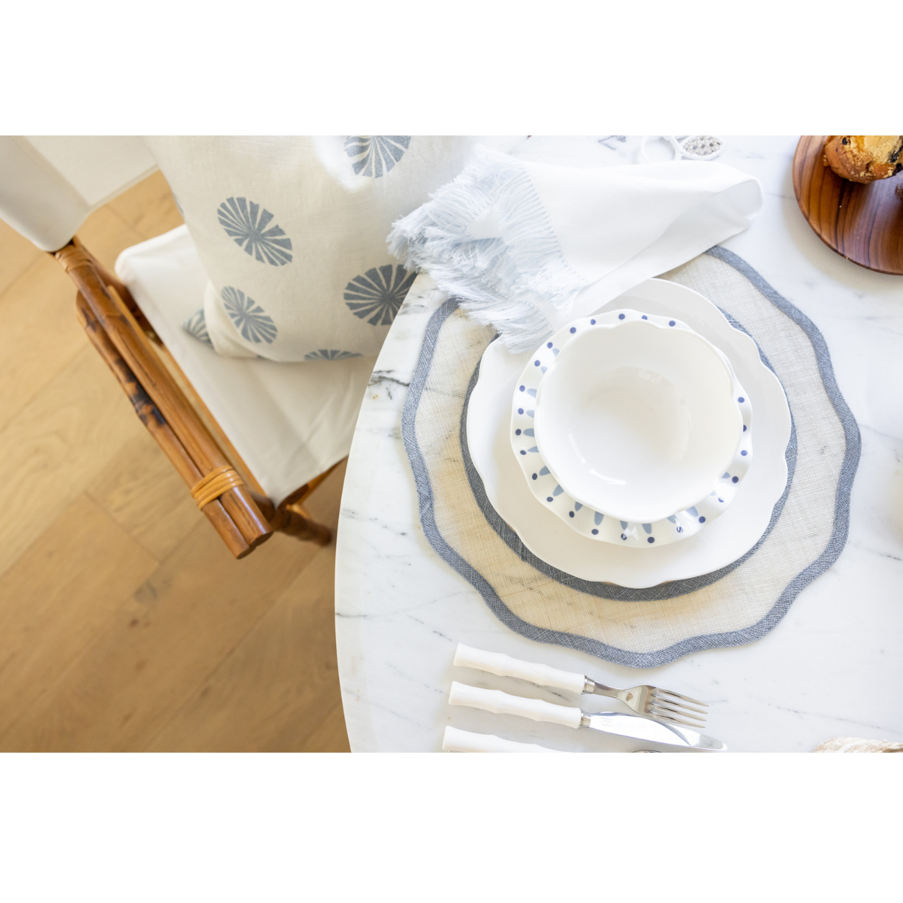Summer Scallop Placemats Blue Cailini Coastal