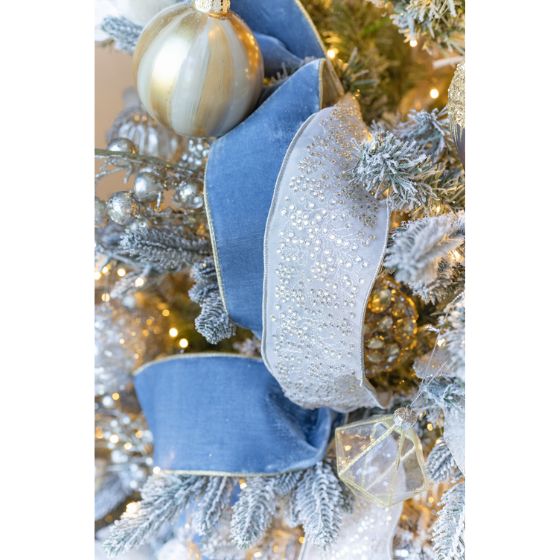 Blue Christmas Velvet Ribbon