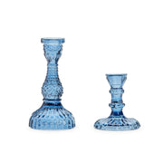 Salerno Glass Taper Holders - Blue