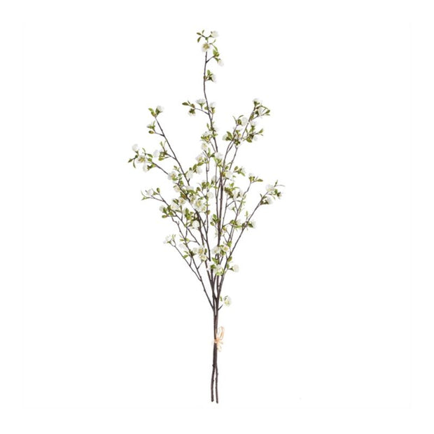 White Faux Cherry Blossom Branch - Set of 2