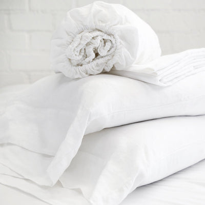 Linen Sheet Set in White By Pom Pom at Home