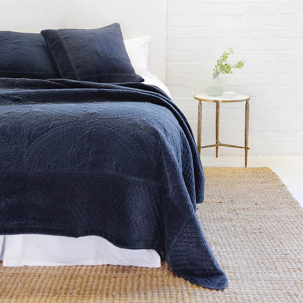 Galway Euro Sham in Navy by Pom Pom at Home