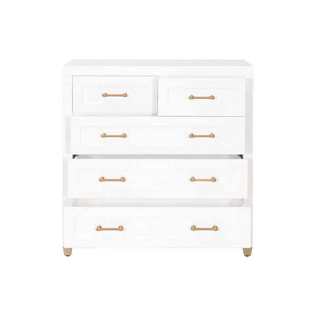 white dresser tall Essentials For Living Stella 5-Drawer High Chest- White
