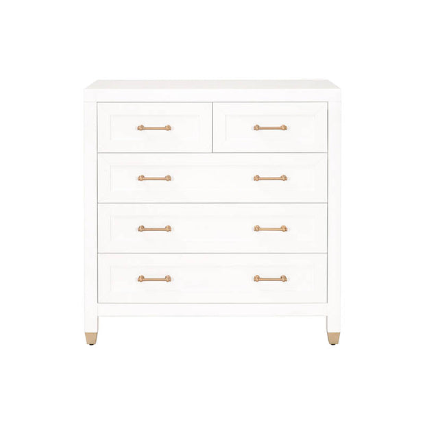 tall dresser white Essentials For Living Stella 5-Drawer High Chest- White