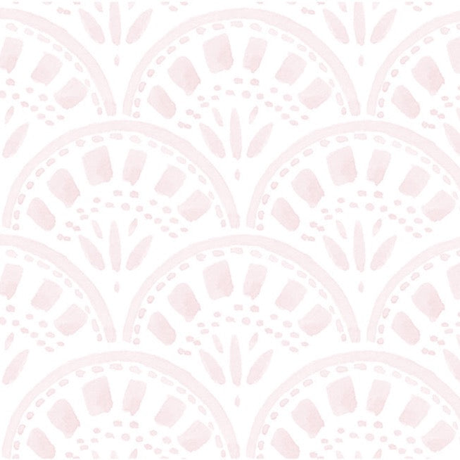 Riley Scallop Blush Pink Wallpaper - Cailini Coastal