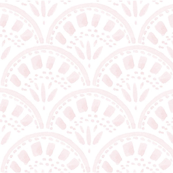 Riley Scallop Blush Pink Wallpaper - Cailini Coastal