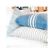 French Blue Classic Stripe Linen Pillow with Insert